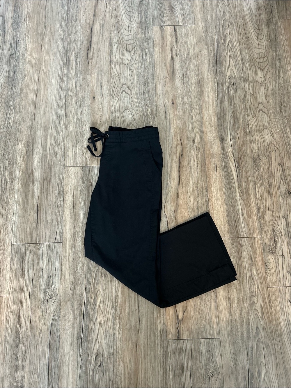 healing hands Black Straight-Leg Drawstring Scrub Pants